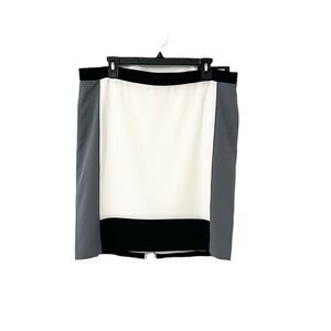 🟢Narciso Rodriguez Black Ivory Grey Color Block Pencil Mini Skirt Size 14